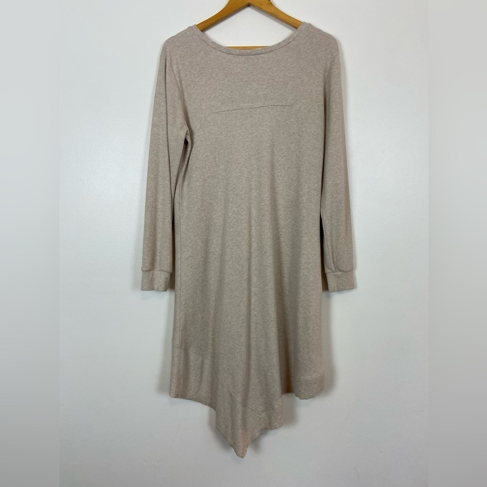 Sundance Thea Cream Asymmetrical Hem Long Sleeve Thermal Knit High Low Dress - Picture 7 of 13